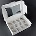 Pack of 10 White Cupcake Box with Window holds 12 INSERTS Included