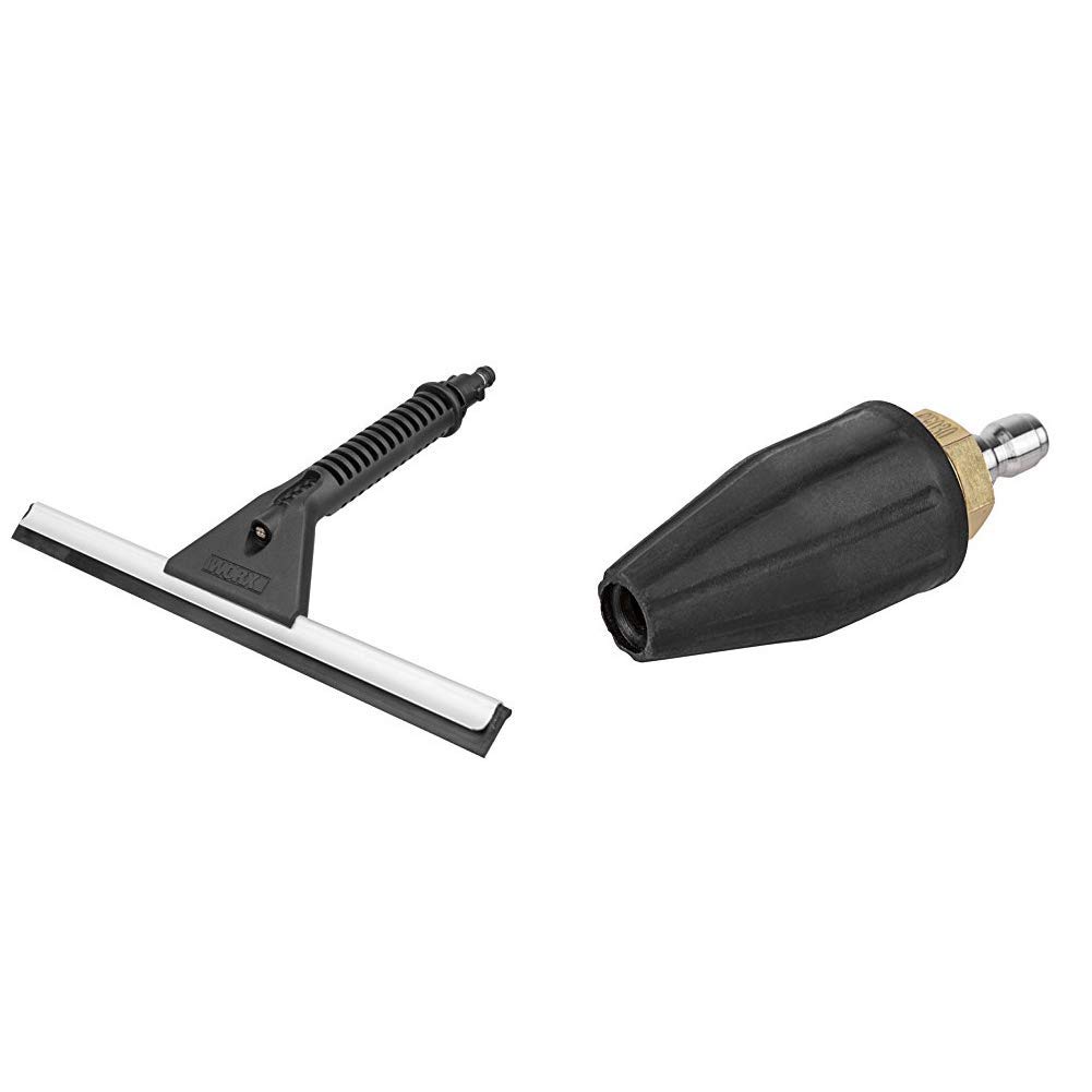 WORX WA4050 Hydro Shot Window Squeegee with Water Sprayer Accessory, Black with WA4037 Hydroshot Turbo Water Nozzle Accessory, Black