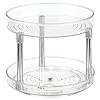 iDesign-Rack-with-2-Tiers-Small-Plastic-Cupboard-Storage-Condiments-Rotating-Spice-Jars-Holder-for-Kitchen-and-Pantry-Clear-23-cm iDesign 2 Tier Lazy Susan Turntable Organiser, Small Rotating Spice Rack for Food Storage, made of BPA-free plastic…
