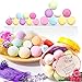 QQcute Bath Bombs Gift Set, 18 Family Spa Vegan Lush Fizzies with Natural Essential Oils,3 Flower Pental Bags, Moisturize Dry Skin, Best Birthday Gifts for Her, Girlfriend, Women, Moms