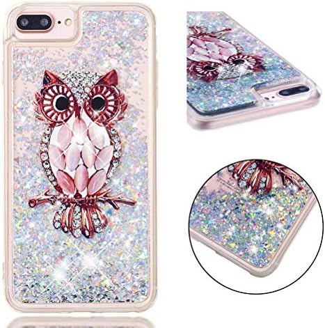 LaaK iPhone 7 Plus / 8 Plus Case, Glitter Liquid TPU Cover Floating Bling Sparkle Luxury Pretty Girls Women Case for iPhone 7 Plus / 8 Plus (owl)