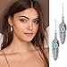 LittleB Bohemia Turquoise Earrings Personality Feather Earrings for Women and Girls.