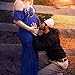 Women's Off Shoulder Ruffle Sleeves Lace Mermaid Maternity Slim Fit Gown Maxi Bridesmaid Photography Dress(Royal Blue,S)