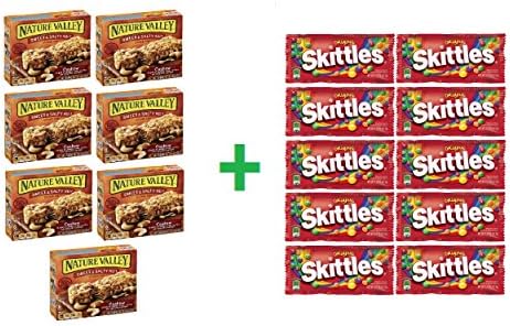 Quaker Breakfast Flats, Cranberry Almond 7 OZ (Pack of 7) + (10 Pack of Skittles 2.17oz)