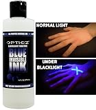 Opticz All Purpose Invisible Blue UV Blacklight Reactive Ink (16 Ounce Bottle)