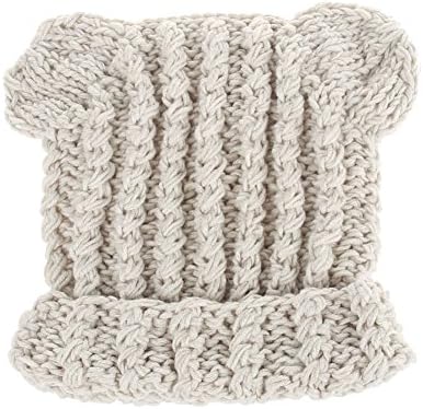 Baby Girls Kids Cat Ear Beanie for Winter Warm Cap (Cream)