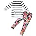 Jastore Kids Girls Clothing Sets Long Sleeve Stripe Shirt+Floral Pants Outfits (6-7 Years)