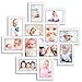 HELLO LAURA - Collage Picture Frames for Wall 4x6 Picture Frame Collage Display 12 Opening Photos Wall Hanging Photo Collage Frame Picture Frames Collage Wall Decor for Gifts -White
