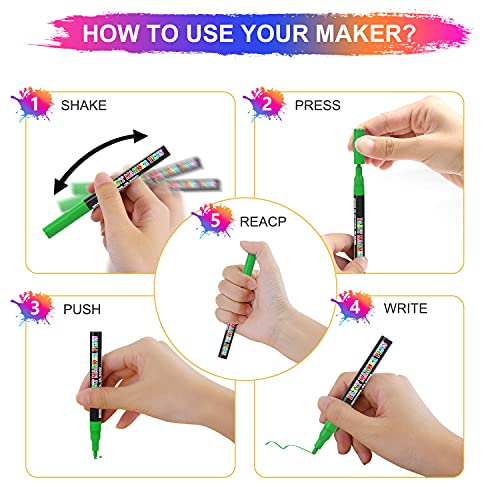 Acrylic Paint Pens, 16 Colors 1MM Permanent Marker Pens, Rock Drawing Pens for DIY on Porcelain/Wood/Glass/Pebbles, Waterproof/Oil-Based/Quick-Dry/Non-Toxic Paint Markers