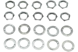KAISH 10pcs Brass American Thread 3/8" Guitar Pots Nuts Potentiometer Hex Nut Guitar Jack Nut and Washers for CTS Pots & Switchcraft & Pure Tone Jacks Nickel