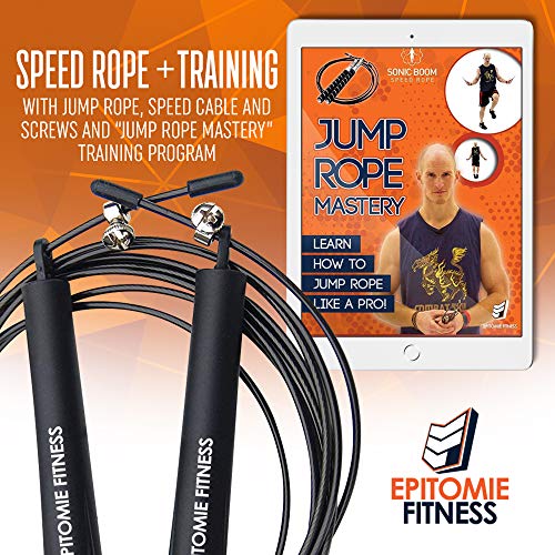 Speed Jump Rope - Extra-Fast Premium Jumping Rope for Fitness - Adjustable Skipping Rope with Metal Handles & Cable