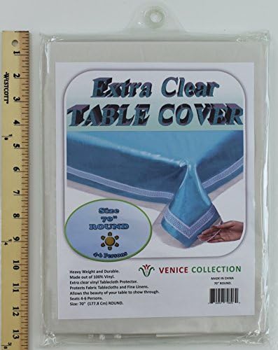 Venice Collection Extra Clear and Durable Heavy Weight Tablecloth Protector 100% Vinyl 70" Round