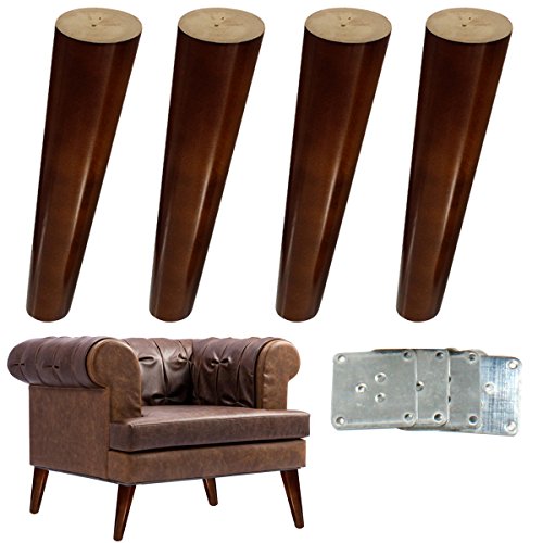 Wood Sofa Legs 8 inch Pack of 4 Walnut Finished Furniture Feet Replacement Legs Universal for Coffee Table IKEA Buffets Bed Sideboards Cupboard Dresser