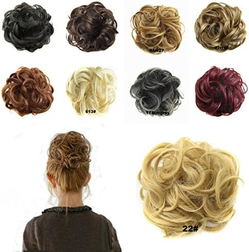 MAYARAYLI Wavy Curly Messy Elastic Hair Bun Extensions Donut Synthetic Hair Chignons Hair Piece Wig Scrunchy Scrunchie Hair Bun Updo Hairpiece Hair Ribbon Ponytail Extensions Hair Extensions