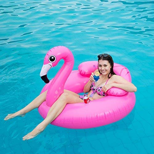 JOYIN 45"/112cm Fancy Inflatable Flamingo Float Float Water Pool Air Mattress with Refrigerator Toy for Water Parties Summer Party