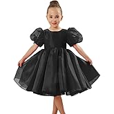 2Bunnies Girl Baby Toddler Puff Sleeve Organza Tulle Tutu Twirly Babydoll Flare Ball Gown Princess Flower Girl Dress