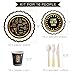 30th Birthday Plates, Napkins, Cups, Tablecloth, Banner, Party Hats - Huge Birthday Pack for 16 Person - Gold and Black 30th Birthday Table Decorations for Men and Women