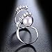 dnswez White Pearl CZ Cubic Zirconia Spiral HalfFull Finger Statement Cocktail Ring Size 7/8