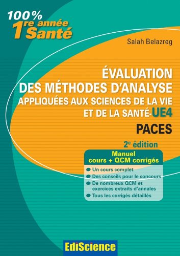 Évaluation des méthodes d'analyse appliquées aux sciences de la vie et de la santé-UE4