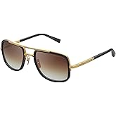 Dita MACH-S DT DTS412 A-01 Yellow Gold/Matte Black Metal Aviator Sunglasses Brown Gradient Lens