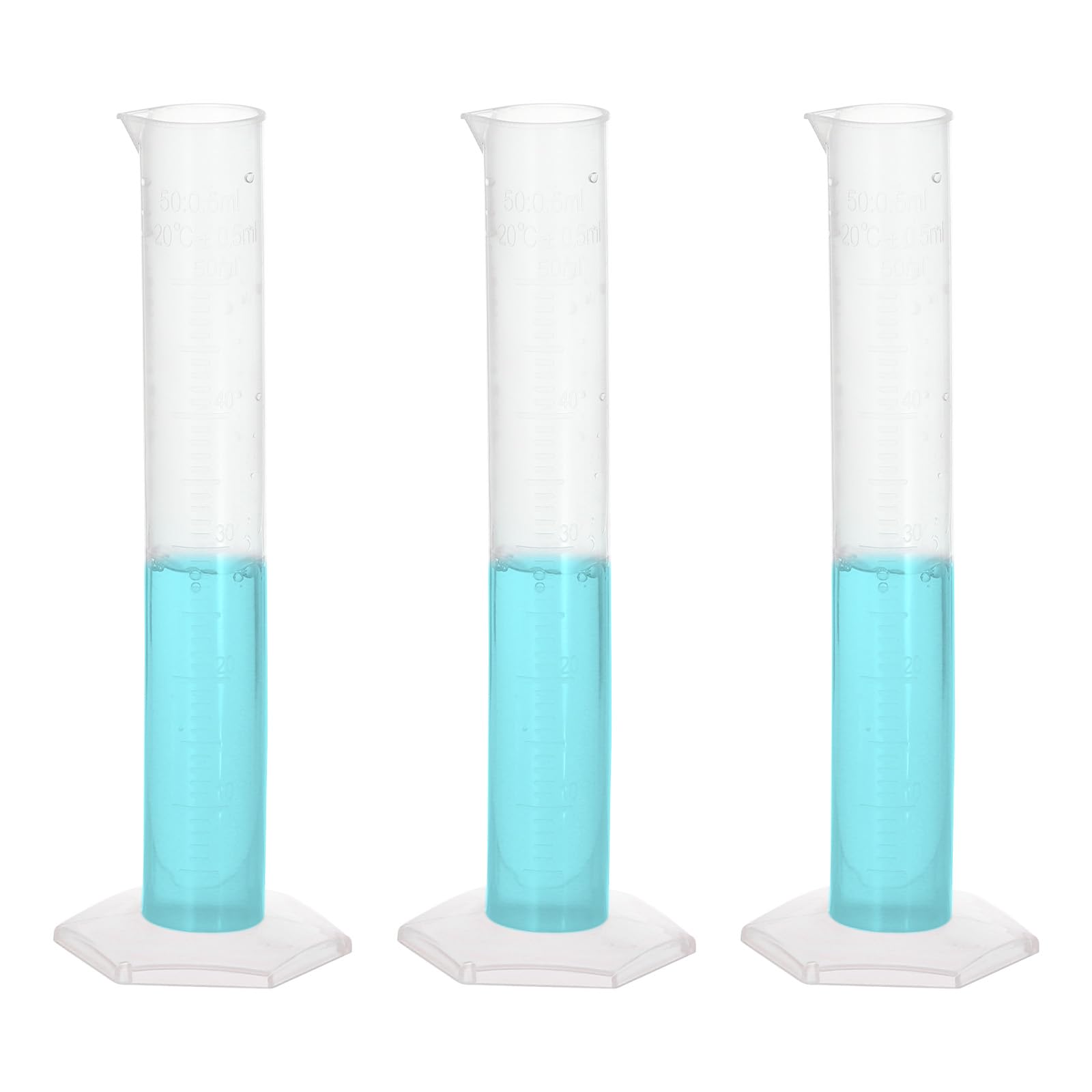 PATIKIL 50ml PP Plastic Graduated Cylinder, 3 Pack