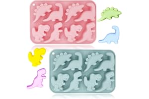 BENEKIY 2 Pack Cute Dinosaur Silicone Molds 3D Dinosaur Themed Baking Mould Tray DIY Baking Tool for Chocolate Cake Dessert Candy Mousse Pastry Handmade Soap Cupcake Topper