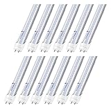 Hyperikon T8 T10 T12, LED Light Tube, 4FT, Dual-End Powered, Easy Ballast Removal Installation, 18W (48W equivalent), 2340 Lumens, 5000K (Crystal White Glow), Clear Cover, DLC, UL - (Pack of 12)