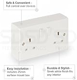 SHP 13A Double White Switched Socket 2 Gang Pattress Box Surface Mount view 5