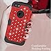AdiWon Apple iPhone 5 Case iPhone 5S Case iPhone SE Case Glitter Crystal Diamond Bling Rhinestone Three Layer Hybrid Shock Resistant Cover for Girls/Women,Red Black