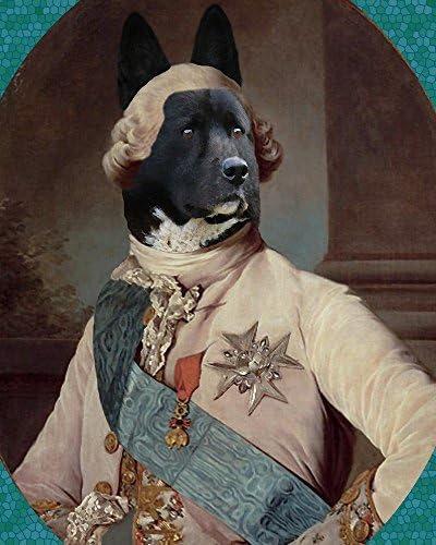 French dog KING LOUIS XVI puppy portrait anthro man altered art print