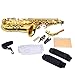 Costzon Alto Saxophone, E-Flat Gold Lacquer Finish, High F Key, Full Set Accessories with Carry Case, Neck Straps, Mouthpiece, Cork Grease, Reed, Cleaning Cloth Rod, Gloves for Beginner Student