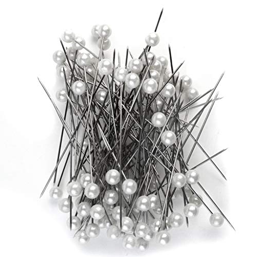 Tongcloud 300pcs Flower Pins Corsages Pins Pearl Pins Head Pins Straight Pins Bouquet Pins Crystal Pins for Weddings Anniversary Flower Decoration Centerpieces 3 Styles (Transparent and White, 2'')
