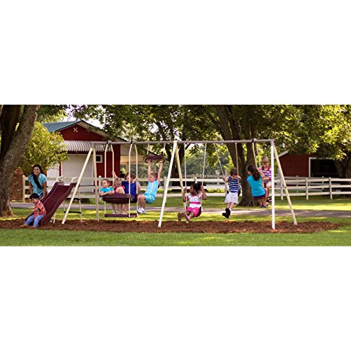 Flexible Flyer Play Park Swing Set w/ Slide, Swings, AirGlider, & Lawn