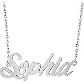 AOLO Personalized Name Necklace Custom Any Name Necklaces Customized Nameplate Stainless Steel Jewelry for Womens Mens