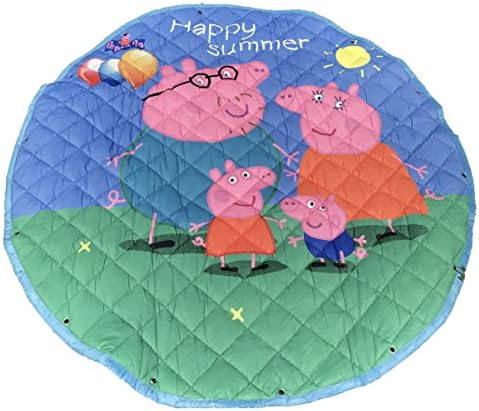 Peppa Pig 100% Cotton Playmats,60” Round 1"thick Quilted Portable Drawstring Children's Play Mat / Toy Storage