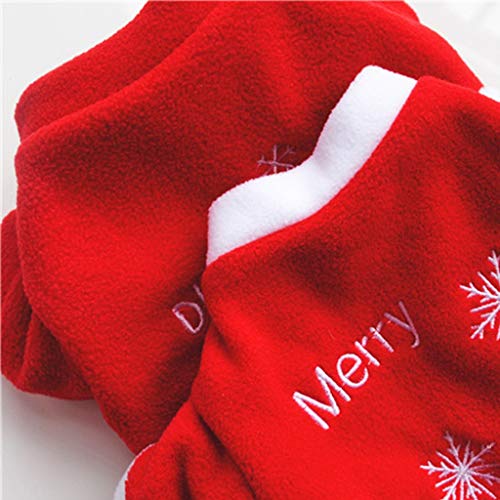 Chezaa Pet Clothes Christmas Santa Dog Costume Apparel Outfits Vest Pullover Jackets Snowflake Print Plush for Puppy Medium Large Dogs Cats New Year Clothing - Thumbnail 2