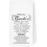 THDSE Farmhouse Cousin Gifts for Women, Cousin Birthday Gift Kitchen Towels, Speicial Cousin's Recipe for Love Hand Towels Tea Towel, Housewarming Dishcloth, 16x24 Inch