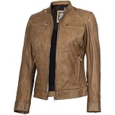 Blingsoul Real Leather Jacket Women - Cafe Racer Style Womens Leather Jackets