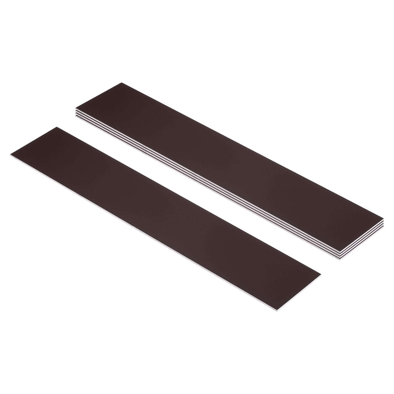 PATIKIL 10x2inch Blank Name Plates, 5Pcs Custom Engraved Name Plate Rectangle Laser Engraving Blanks for Personalized Office Desk DIY Painting Supplies, Dark Brown, White