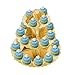 3-Tier Cardboard Party Cupcake Display Stand/Dessert Stand Cupcake Tower/Tea Party Pastry Serving Platter/Cake Tray/Folding Cake Rack for Birthday,Party,Wedding-gold