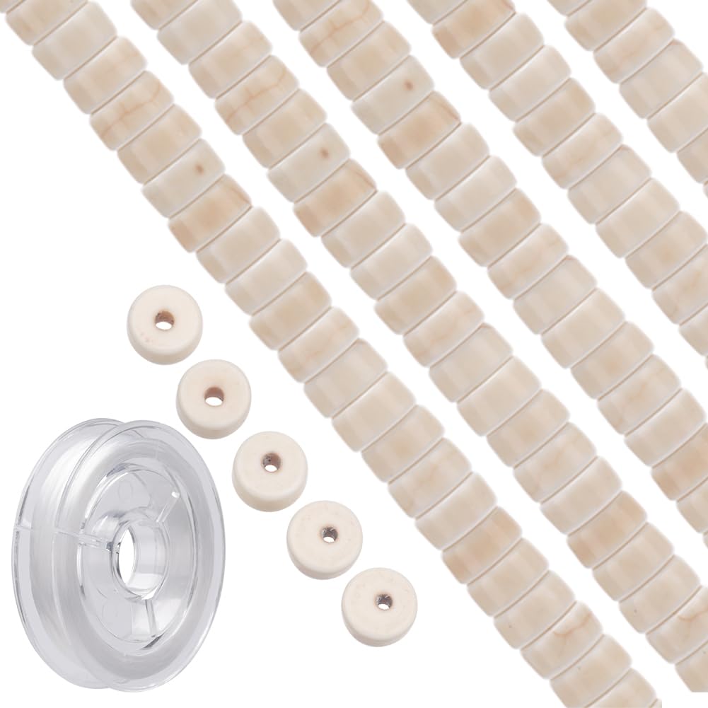 SUNNYCLUE 1 Box 400pcs+ Turquoise Spacer Beads Turquoise Beads 6mm Flat Round Stone Bead Lukcy Energy Healing Turquoise Bead Stone Spacer Loose Beads for Jewellery Making DIY Craft Women Adult Gift