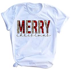 Ovazly Christmas Shirts for Women Merry Letter
