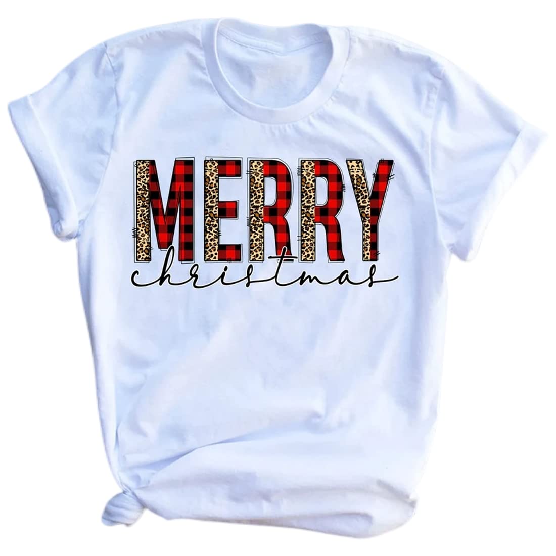Ovazly Christmas Shirts for Women Merry Letter