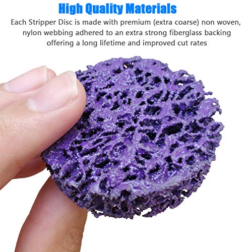 10 Pcs 2" Purple Extra Coarse Paint and Rust Stripper Brush, Quick Change Strip & Clean Discs for Metal Wood Fiberglass - Thumbnail 4