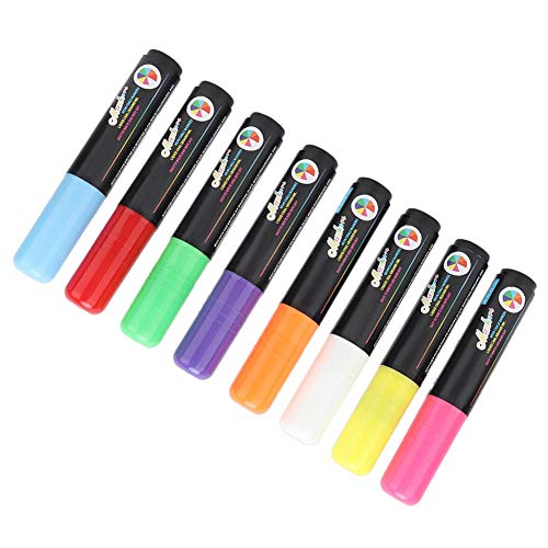 Fluorescent Pen 10mm Thick Refill 8 Colors Liquid Chalk Marker for Windows Displays, LED Board