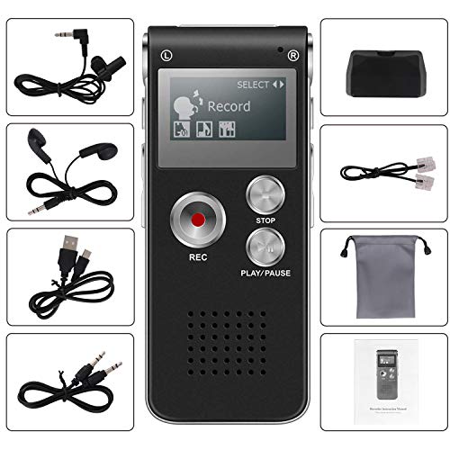 8GB Voice Recorder, HD Mini Digital Voice Recorder 290 Hours Recording Capacity Dictaphone Double Mic for Meeting/Classes/Lectures/Speech