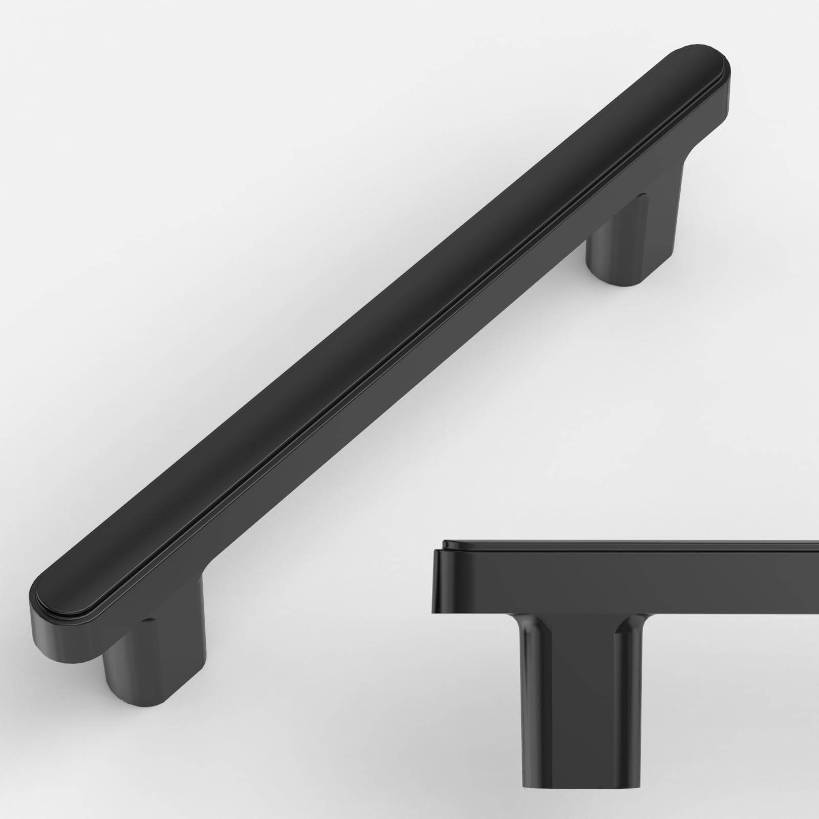 Photo 1 of Amerdeco 10 Pack Matte Black Cabinet Pulls, 3.75 Inch(96mm) Hole Center, Zinc Alloy, Modern Style, Kitchen & Bathroom, Ambidextrous Pull Handles