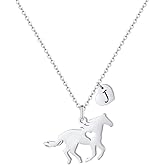 MONOOC Valentines Gifts for Kids Her Girls - Horse Necklace Gifts for Girls Horse Jewelry Necklaces Heart Initial Necklace Valentines Gift for Kids Her Teen Girl Women