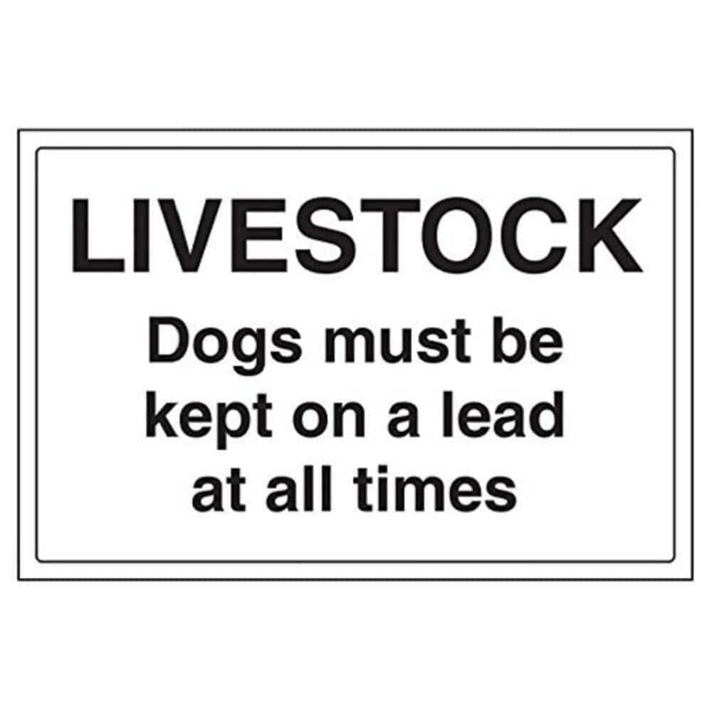 V Safety Livestock Dogs Must Be Kept On A Lead At All Times Sign - 300mm x 200mm - 1mm Rigid Plastic