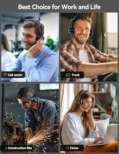 TECKNET Bluetooth Headset Wireless Headset with Microphone Noise Canceling, 50H Playtime & Mute, Wireless Headphones with Mic Bluetooth 5.2 On-Ear Headphones for Trucker Cellphone Office Call Center